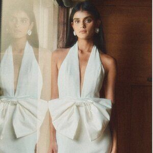 Elegant White Halter Wedding Dress